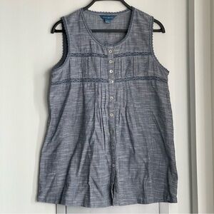 APRIL CORNELL Chambray Sleeveless 100% Cotton Top
